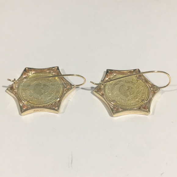 Vintage 22k Yellow Gold Venezuelan Coin Earrings - Picture 6 of 6